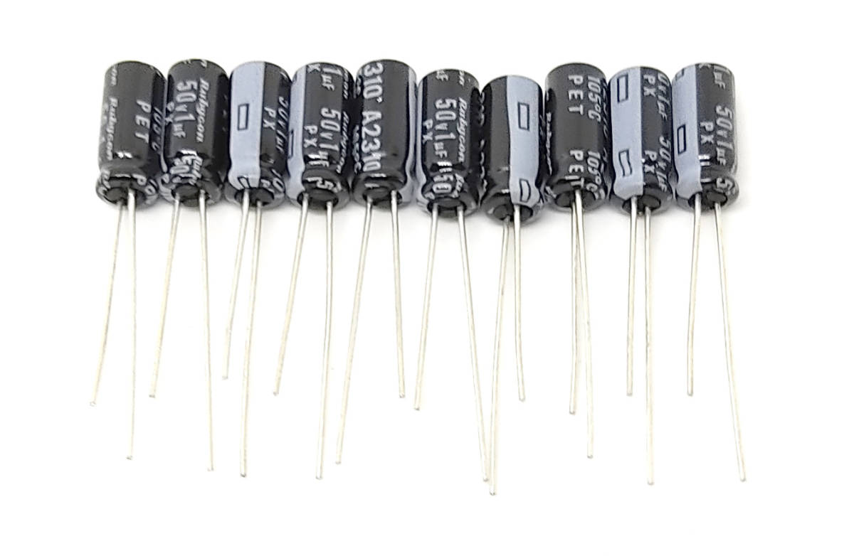 電解コンデンサ １μＦ５０Ｖ１０５℃ ルビコンＰＸ 10個セット 送料込 汎用 電解コンデンサ 1uf 50V 105℃ 電解コンデンサー キャパシタの画像2