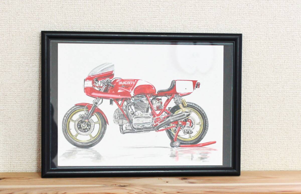 原画です。ドゥカティ　900SS　N.C.R.　水彩画　バイクイラスト_画像2