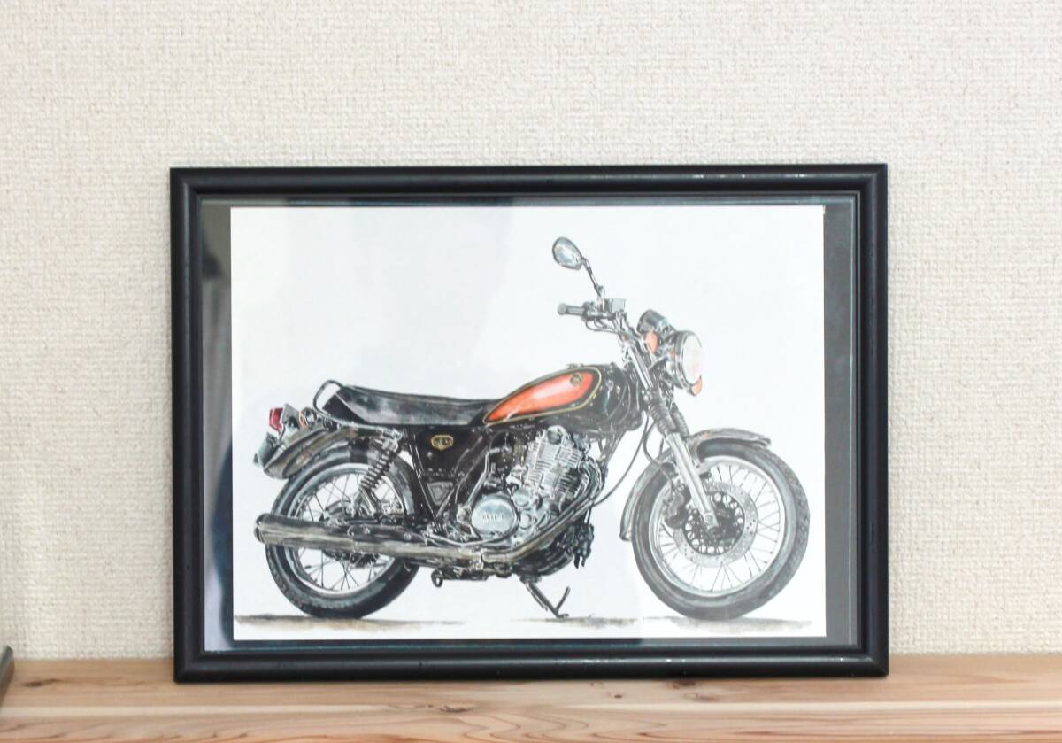  исходная картина.. Yamaha SR400 акварельная живопись мотоцикл иллюстрации 