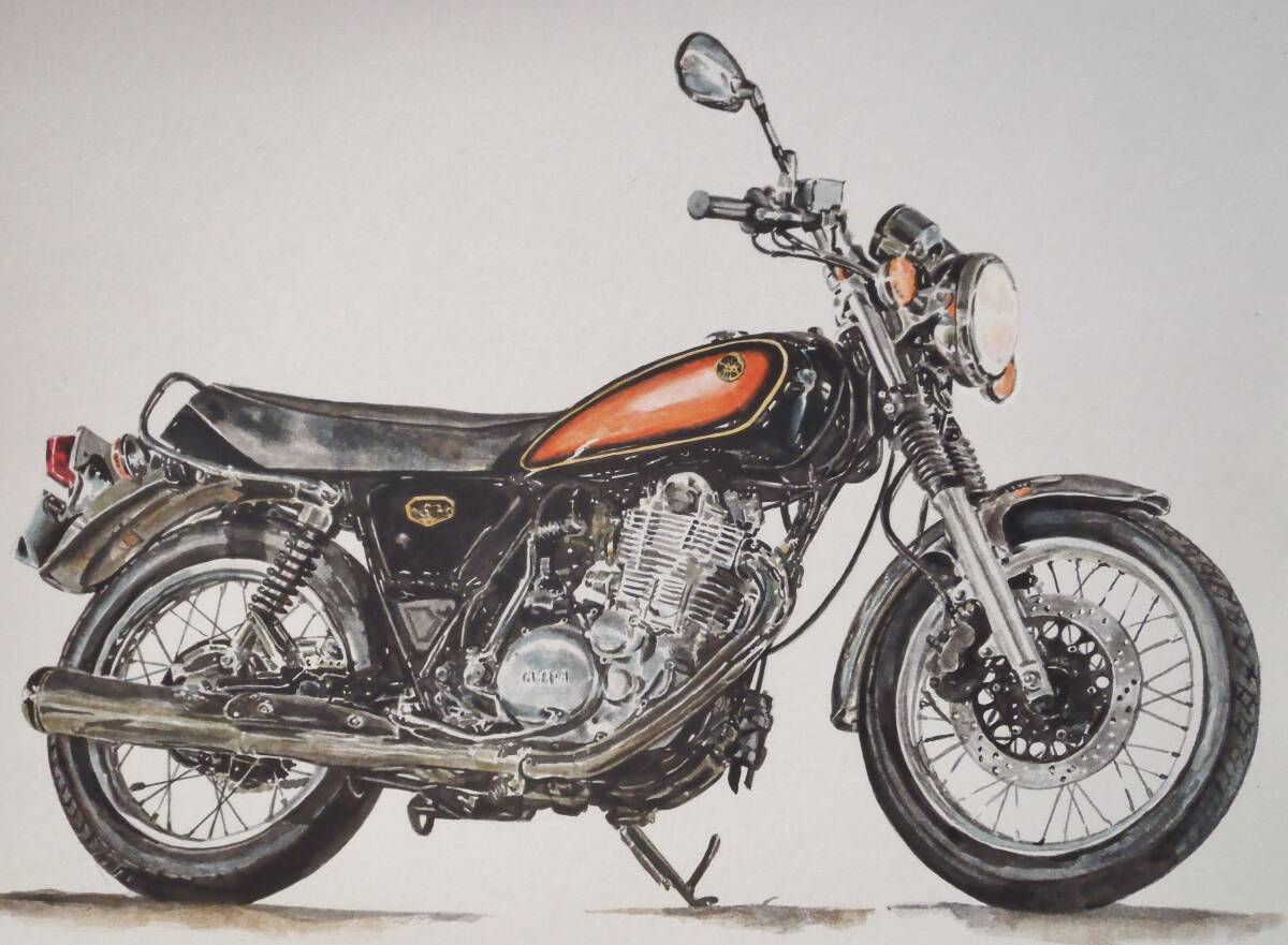  исходная картина.. Yamaha SR400 акварельная живопись мотоцикл иллюстрации 