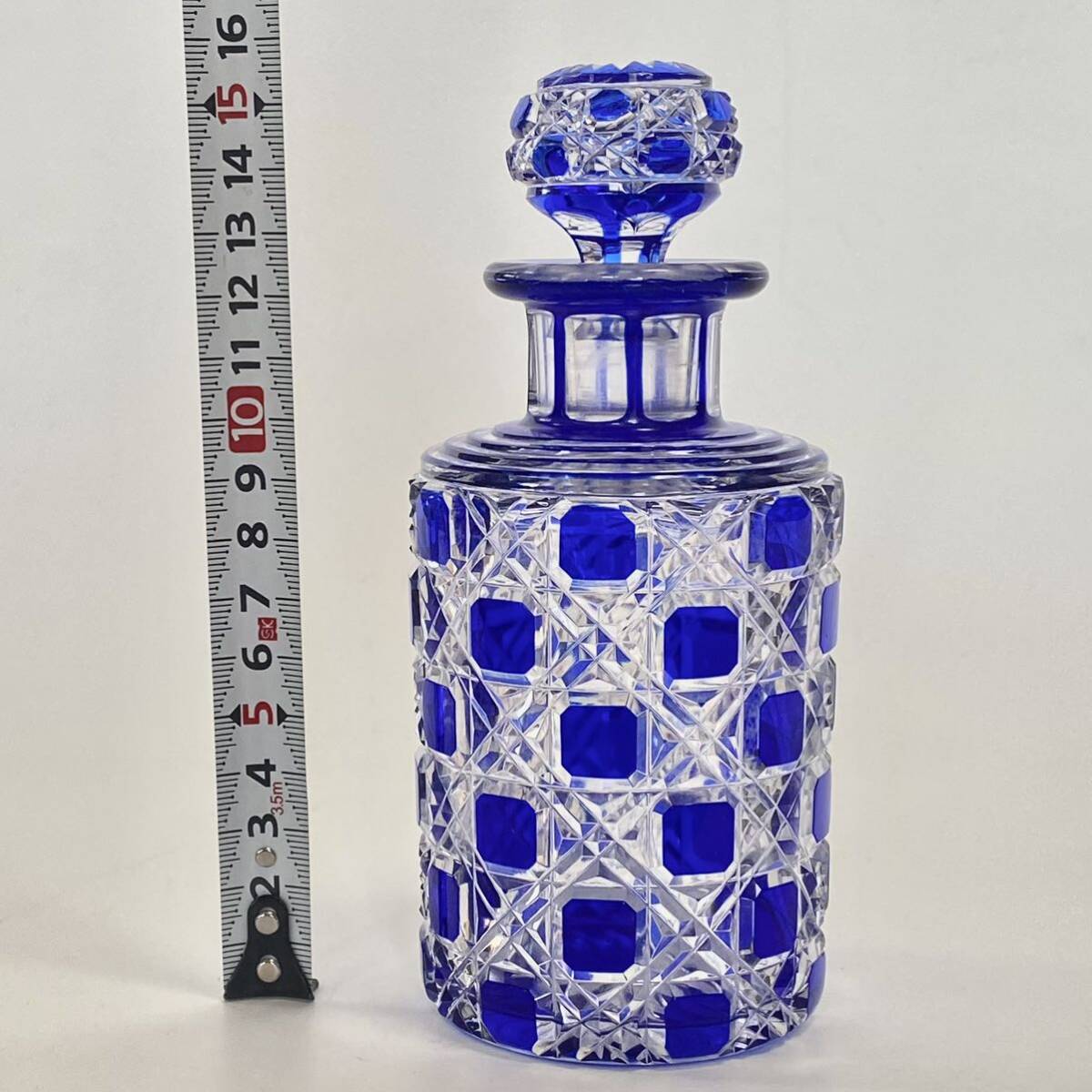 OLD BACCARAT　オールドバカラ　ディアマン・ピエーリ　色被せ切子　ブルー　香水瓶　香水ボトル　15.5cm フランス　アンティーク　_画像2