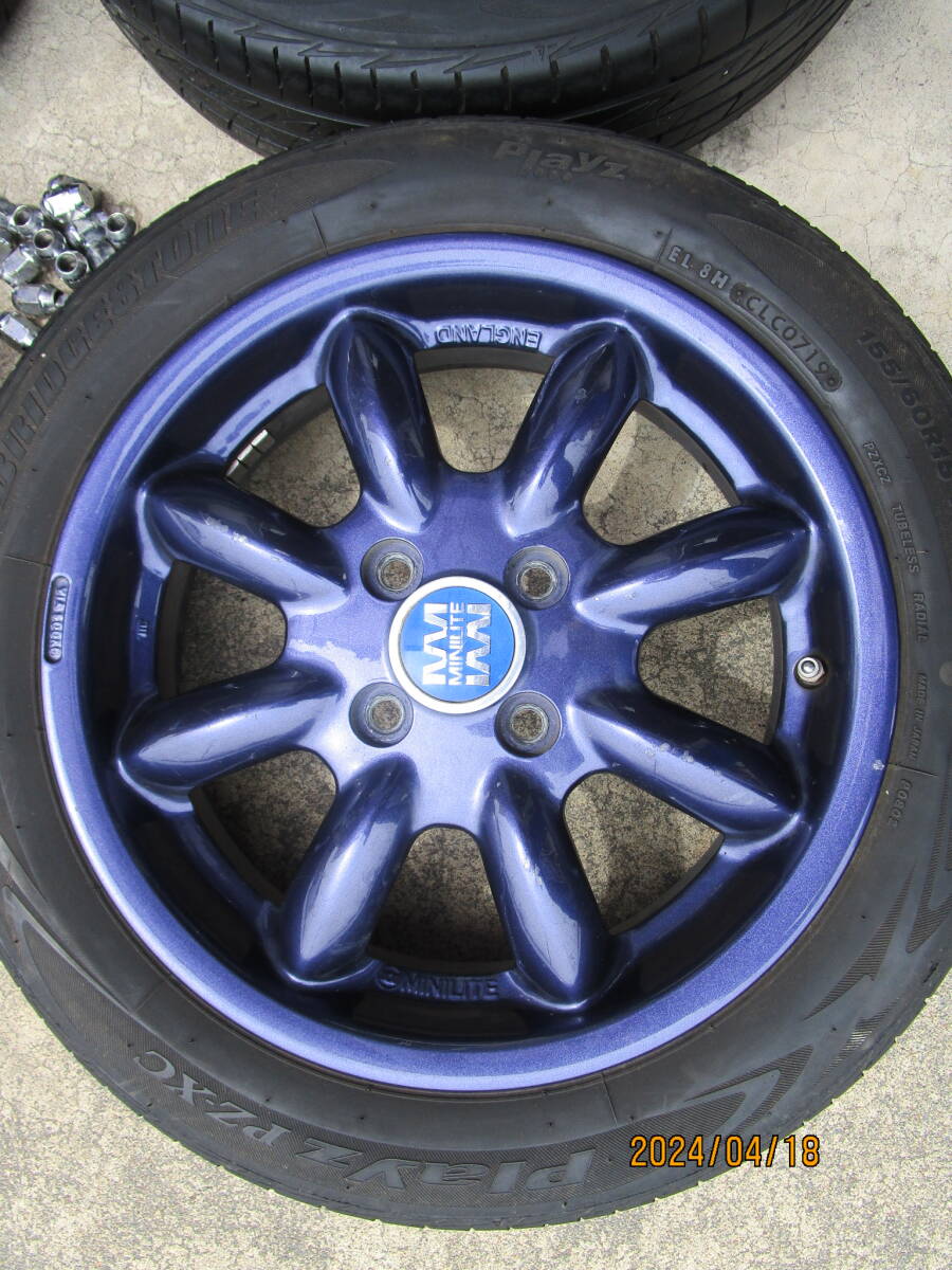  Subaru.R1.R2 original. minilite,4.5J|100|+45. Play z.155|60R15 mountain equipped collection 4ps.@. other light .OK