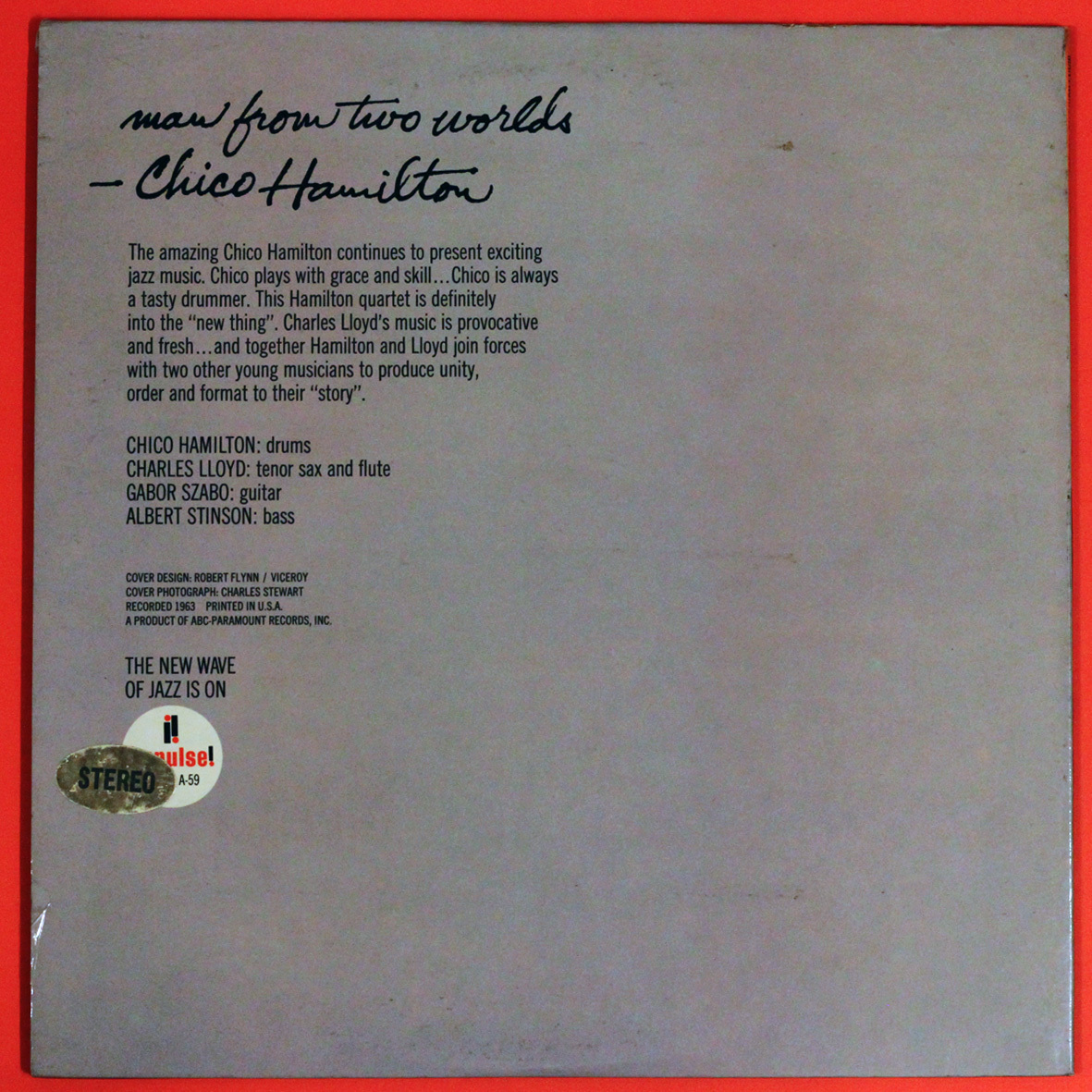 ◆LP/ジャズJazz◆Chico Hamilton「Man From Two Worlds」Impulse! AS-59、米国盤、両面「Van Gelder」刻印、黒赤ラベル、Modalの画像2