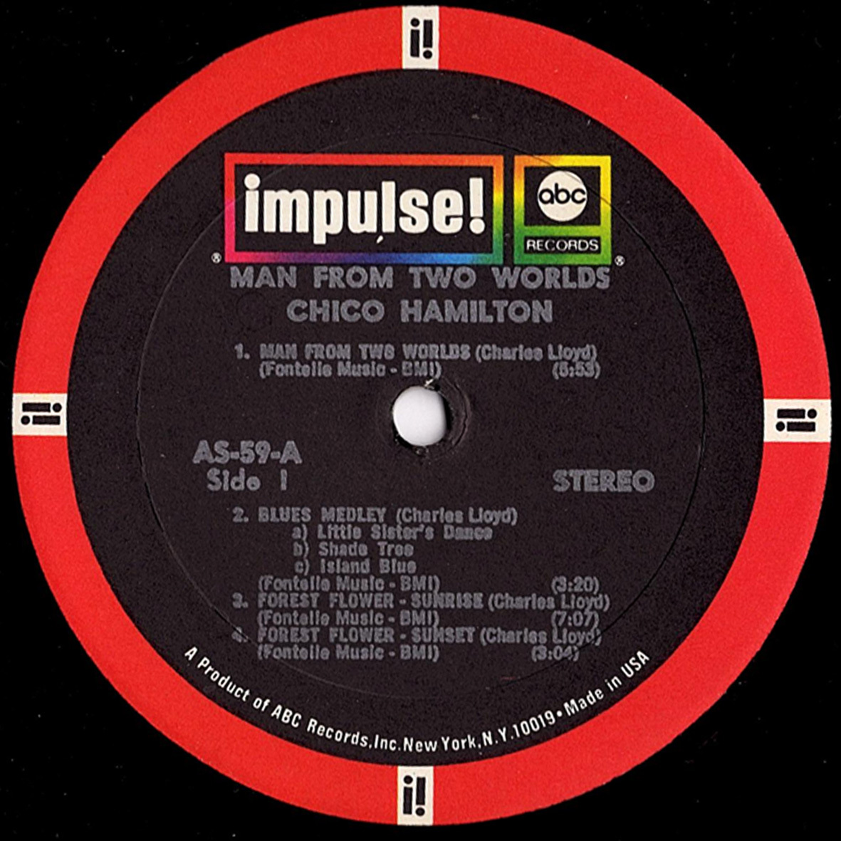 ◆LP/ジャズJazz◆Chico Hamilton「Man From Two Worlds」Impulse! AS-59、米国盤、両面「Van Gelder」刻印、黒赤ラベル、Modalの画像3