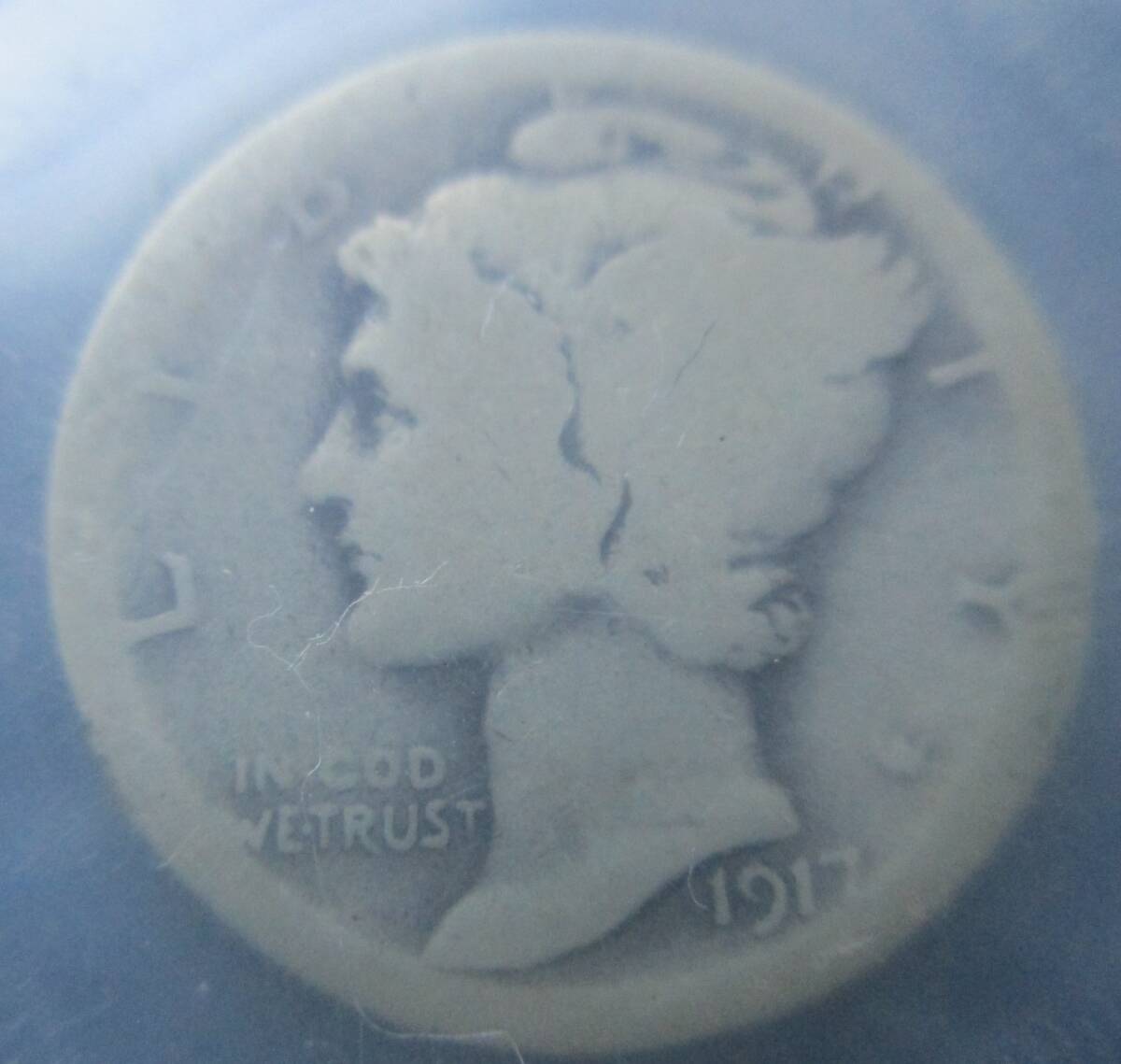 USA★米国★10￠銀貨★２枚★1917年pS★Mercury 自由の女神の横顔★ASW = 4gの画像2
