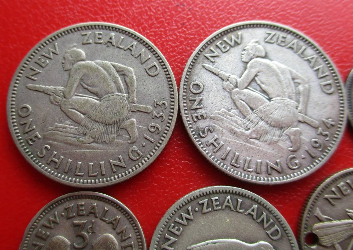 NZ★ニュージランド★銀貨６枚★1933、1934年★3d～1s★George V★ASW= 9.7gの画像2