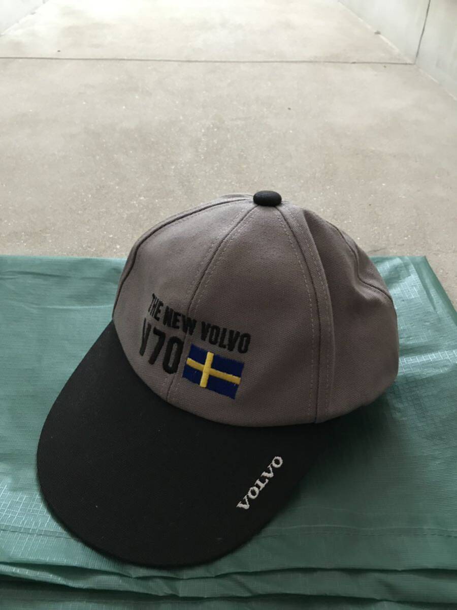 美品 80s〜90s VOLVO ロゴ刺繍 ツートン トラッカーキャップ グレー BLACK 企業物 ボルボ ベースボールキャップ スウェーデン国旗 企業ロゴの画像1