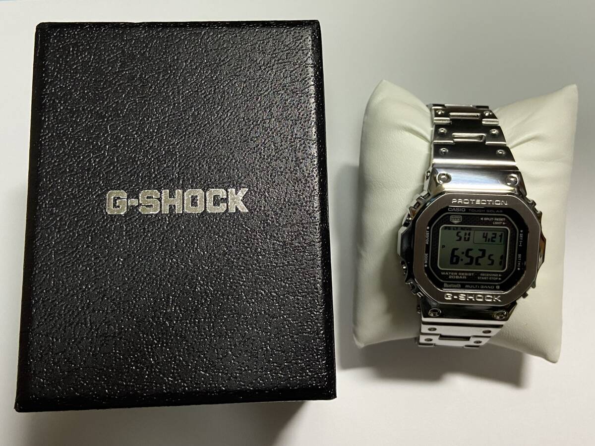 美品純正 CASIO カシオ G-SHOCK Gショック フルメタル GMW-B5000D-1JF タフソーラー マルチバンド 箱付の画像7