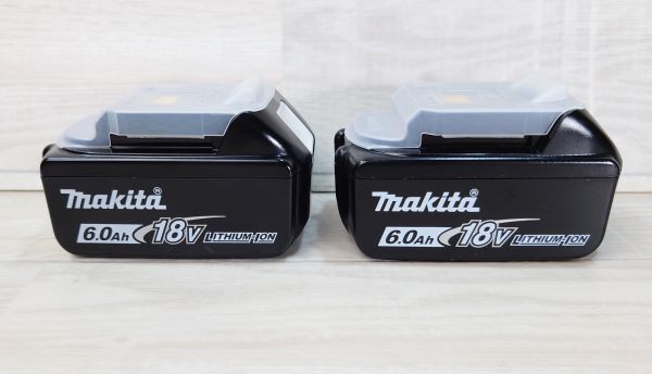 【純正】 makita マキタ Li-ion バッテリー BL1860B 6.0Ah 18V 2個 セット まとめて 残量表示あり 雪マーク G240402995-1の画像1