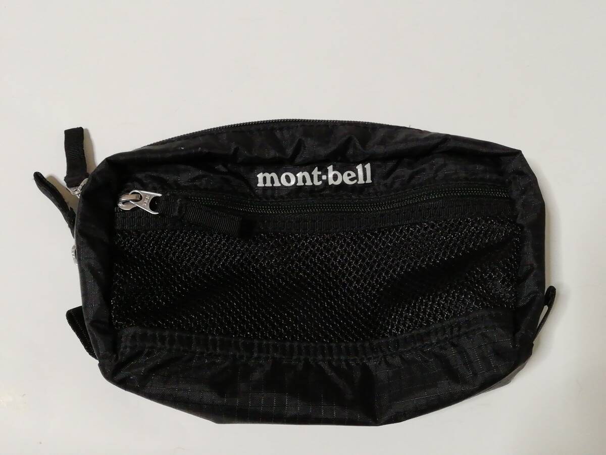 【美品】モンベル mont-bell ポーチ ダブルジッパー ブラック 黒 男女兼用 アウトドア キャンプ メッシュ 軽量小物入れ