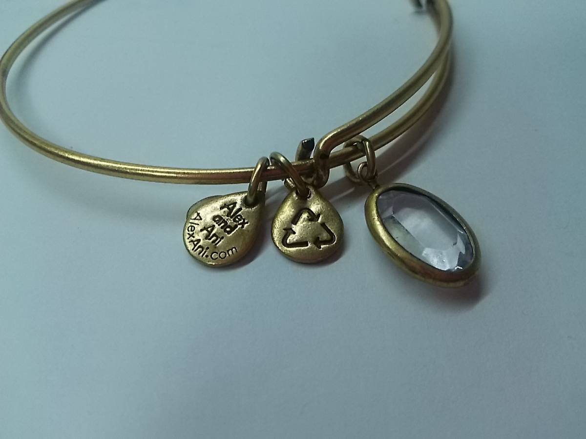 【中古美品】アレックス アンド アニ ALEX AND ANI ブレスレット　ヴィンテージストーン 透明 花 メイドインUSA フリーサイズ US D498.167_画像3