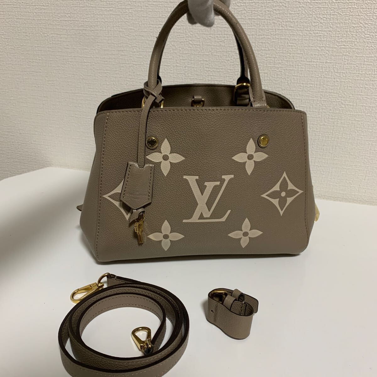 美品 LOUIS VUITTON ルイヴィトン モンテーニュBB バイカラー 2way ハンドバッグ ベージュ系 の画像1