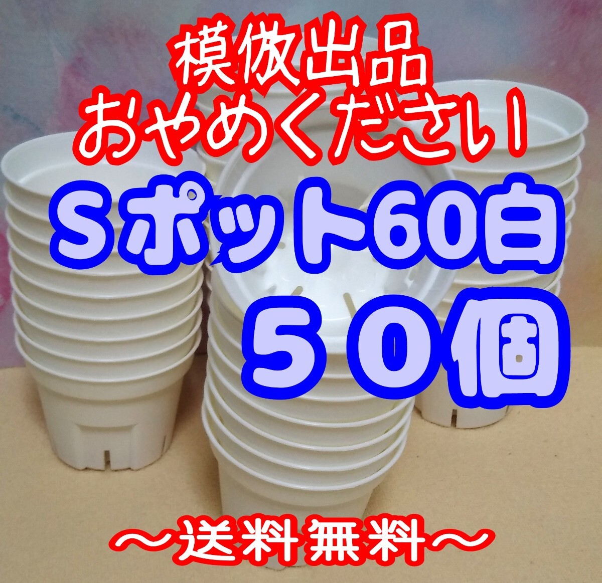 ◆送料無料◆Sポット60 白 50個 スリット鉢 プラ鉢 2号 6cm プレステラ 丸型 多肉植物_画像1