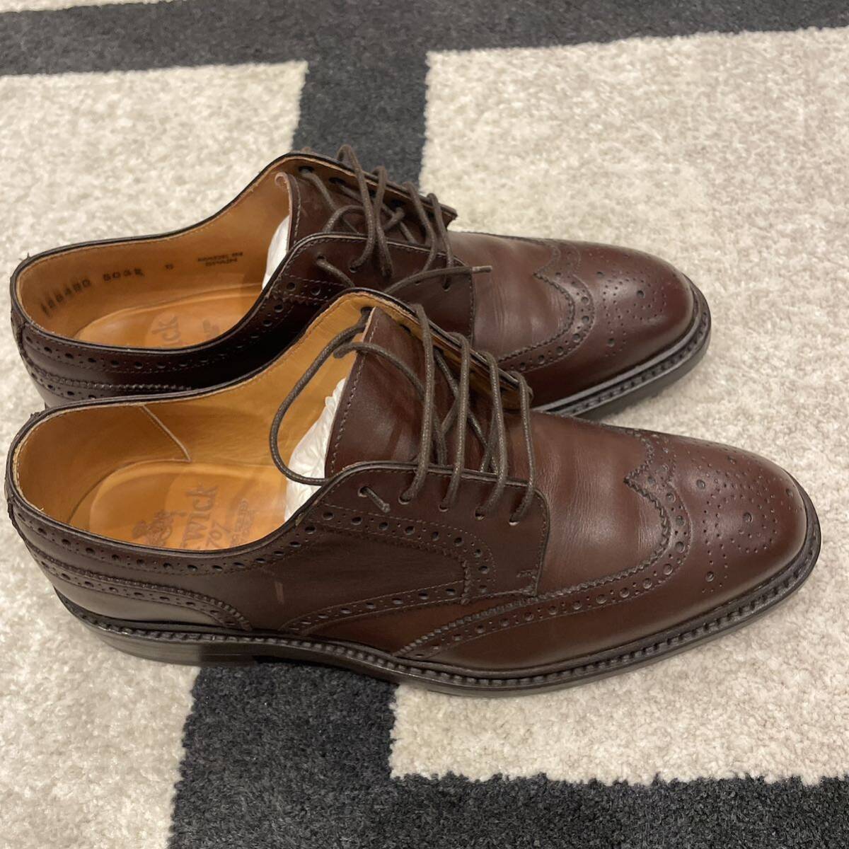 ⑩ ほぼ新品 Berwick バーウィック ウィングチップ 革靴 レザーシューズ 6 ブラウン レザー ウイングチップ 靴 茶 メンズの画像4
