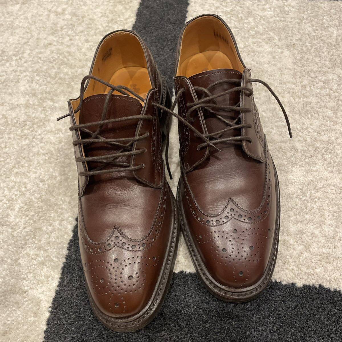 ⑩ ほぼ新品 Berwick バーウィック ウィングチップ 革靴 レザーシューズ 6 ブラウン レザー ウイングチップ 靴 茶 メンズの画像3