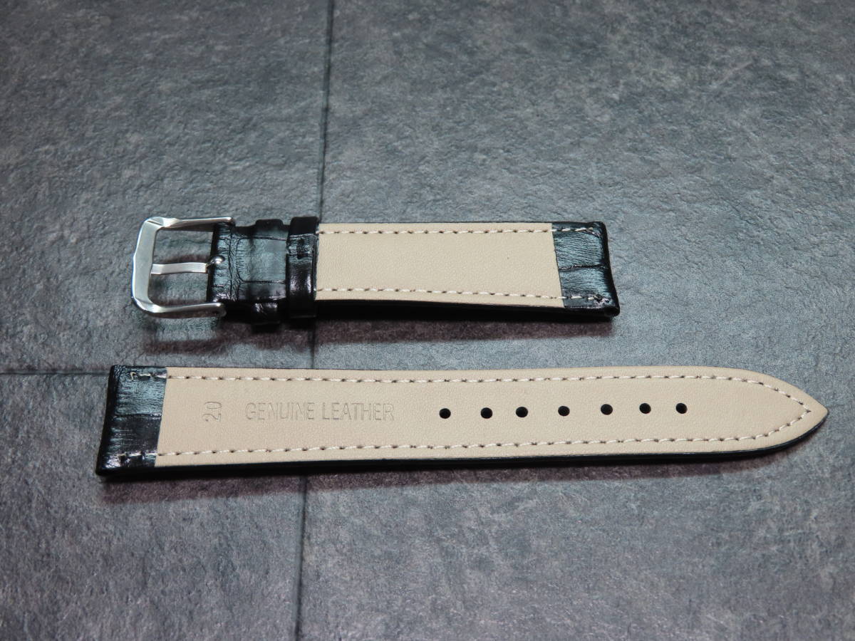  wristwatch band [18mm/20mm] leather belt original leather black ko type pushed .[ black ]* high quality * Omega, Longines, Hamilton, Seiko, Citizen and so on 