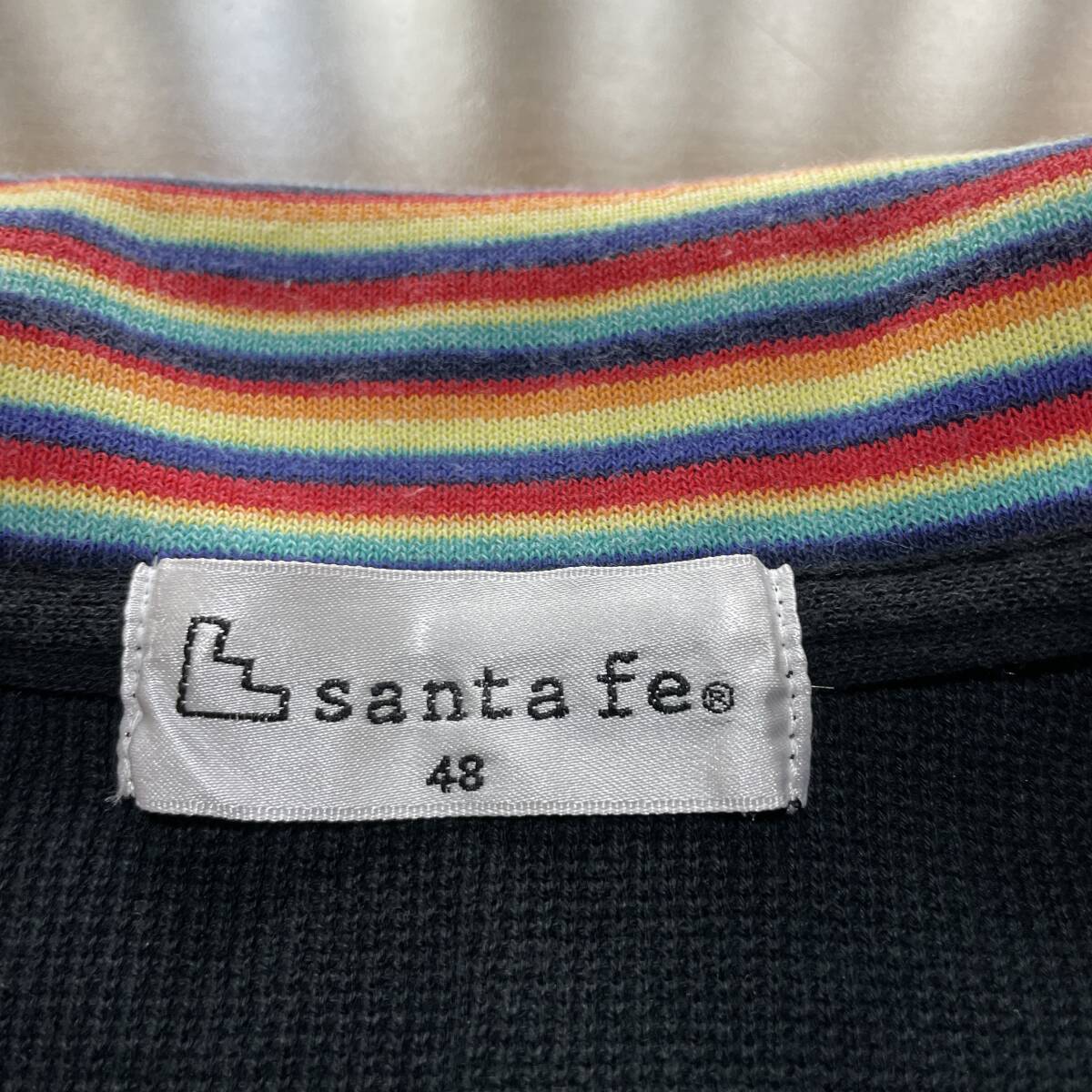 L-11　Santa fe/サンタフェ（イグルス・日本製）　サイズ 48・黒！　ロゴ刺しゅう ニットポロ_画像2