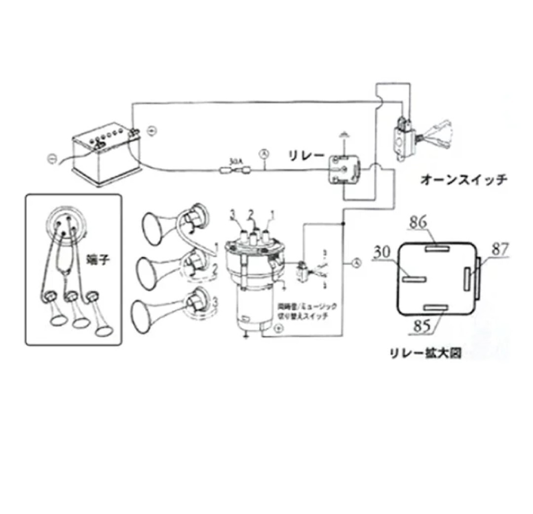 24V 6連エアーホーン ゴットファーザー ミュージックホーン レトロ デコトラ キャンター デカ箱 深箱 ダンプ エルフ スパグレ レンジャー _画像4