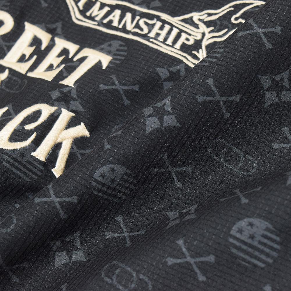 完売 バンソン VANSON 刺繍 モノグラム サマーメッシュジャケット MA-1 フライトジャケットブルゾン XL 黒 ブラック 春夏 バイクの画像8