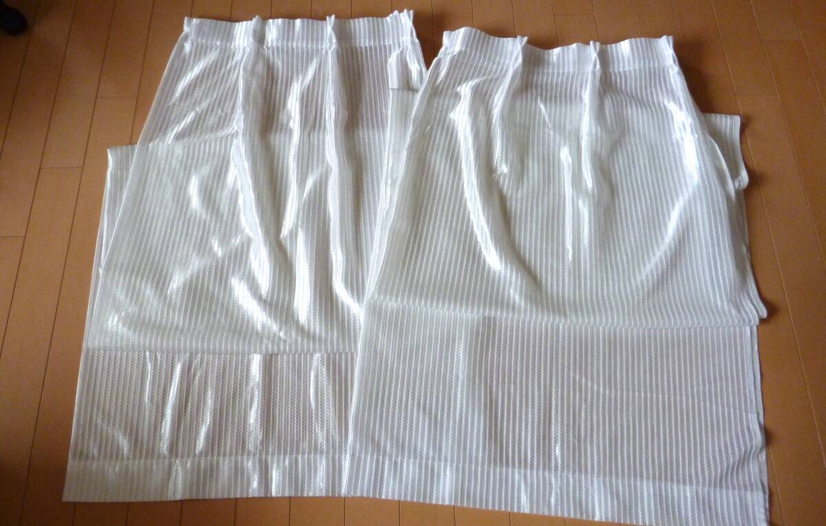 ☆レースカーテン ミラー 白 ホワイト 100×200ｃｍ 2枚組 洗濯可 の画像1