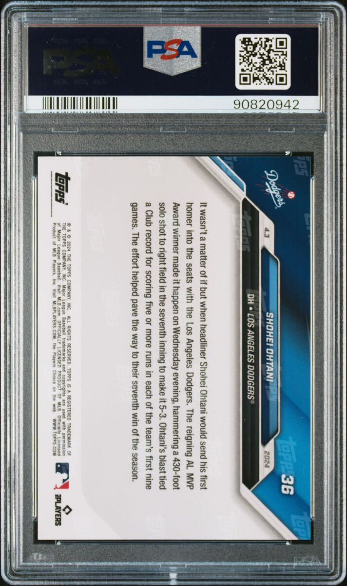 Topps Now 大谷翔平 2024 Dodgers 限定販売カードShohei Ohtani psa10 PSA鑑定 GEM MINT Los Angeles 1円出品 オークション 移籍 の画像2