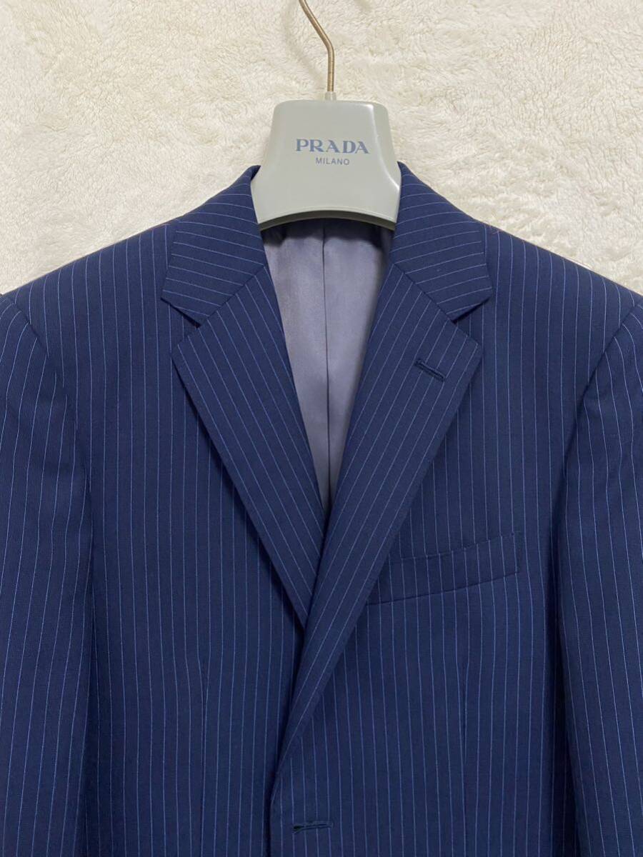 【新品未使用】イタリア ドラゴ DORAGO生地使用 メンズ スーツ Y3 (160-88-72) XXS ブルー×サックス ストライプ スリムフィット_画像5