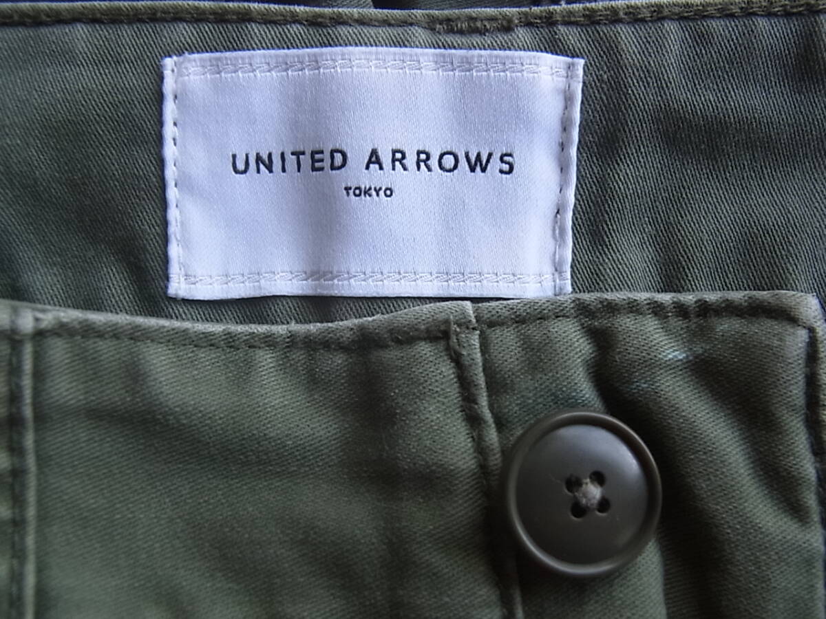 UNITED ARROWS  ユナイテッドアローズ コットンバックサテン  テーパードシルエット  ベイカーパンツ サイズ 34 ミリタリーオリーブの画像5
