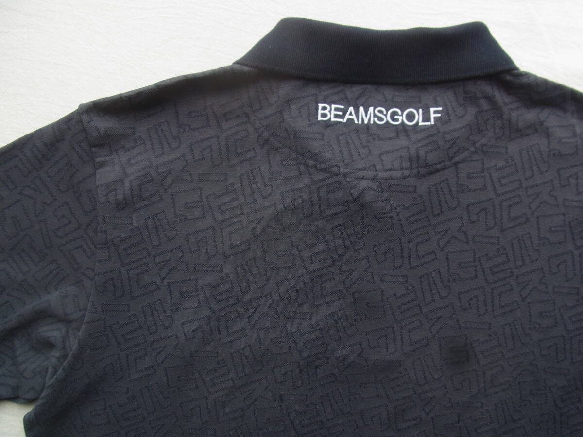 BEAMS GOLF ビームス ゴルフ　ゴルフシャツ　サイズ M 日本製　　グレー × ネイビーのジャガード総柄_画像3