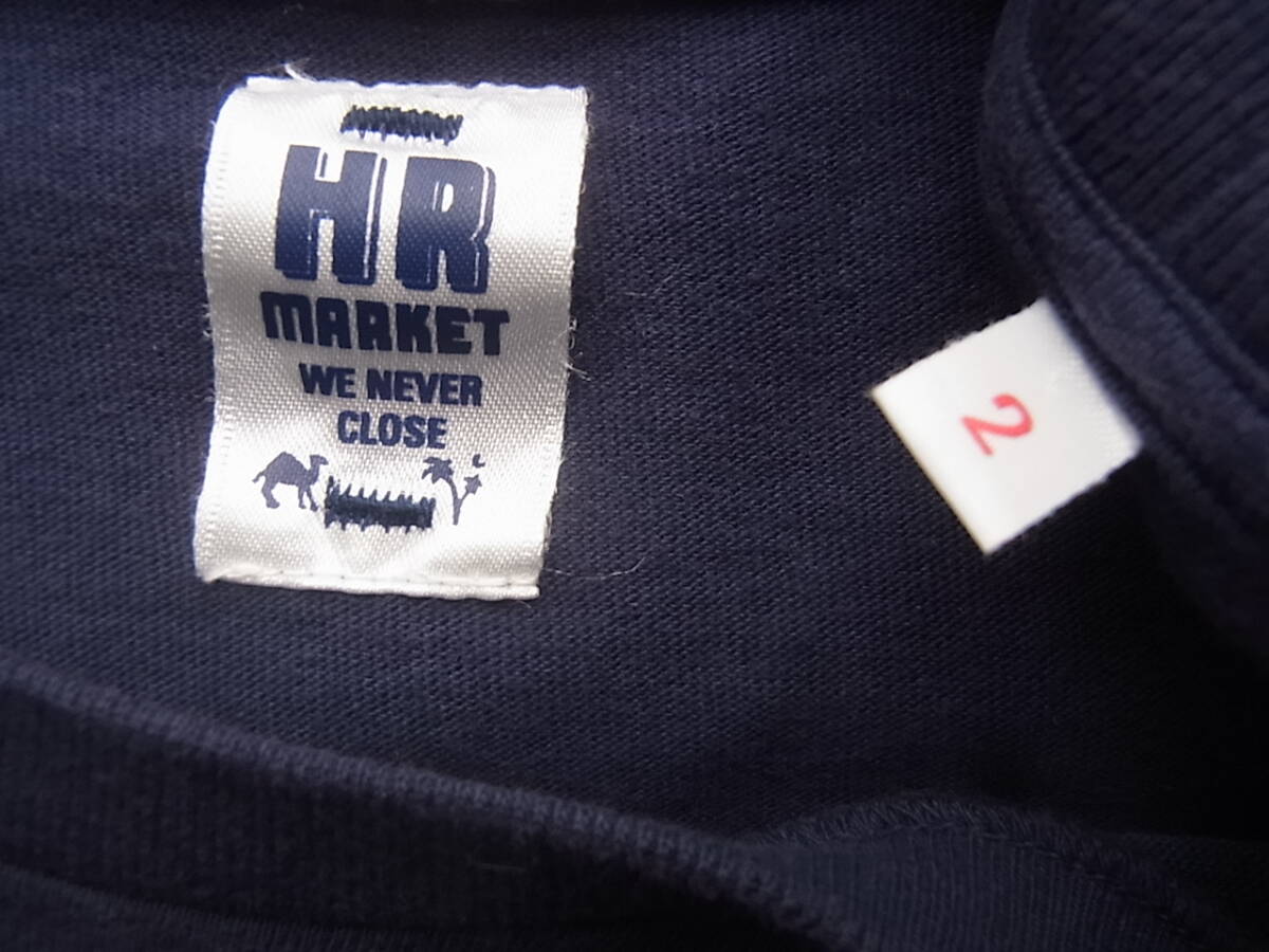 HOLLYWOOD RANCH MARKET BLUE ハリウッドランチマーケット 　プリントTシャツ　サイズ 2/M 日本製　ネイビーベース　_画像3