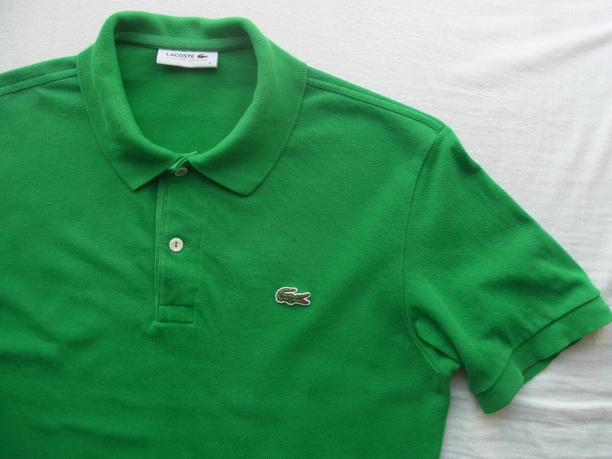 LACOSTE ラコステ 鹿の子素材ポロシャツ 型番 PH051V サイズ 4 日本製 グリーンの画像2