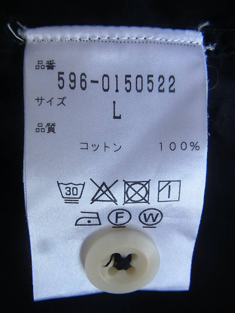 M H L, マーガレットハウエル コットンブロード素材 半袖バンドカラーシャツ サイズ L 日本製 ブラックの画像8
