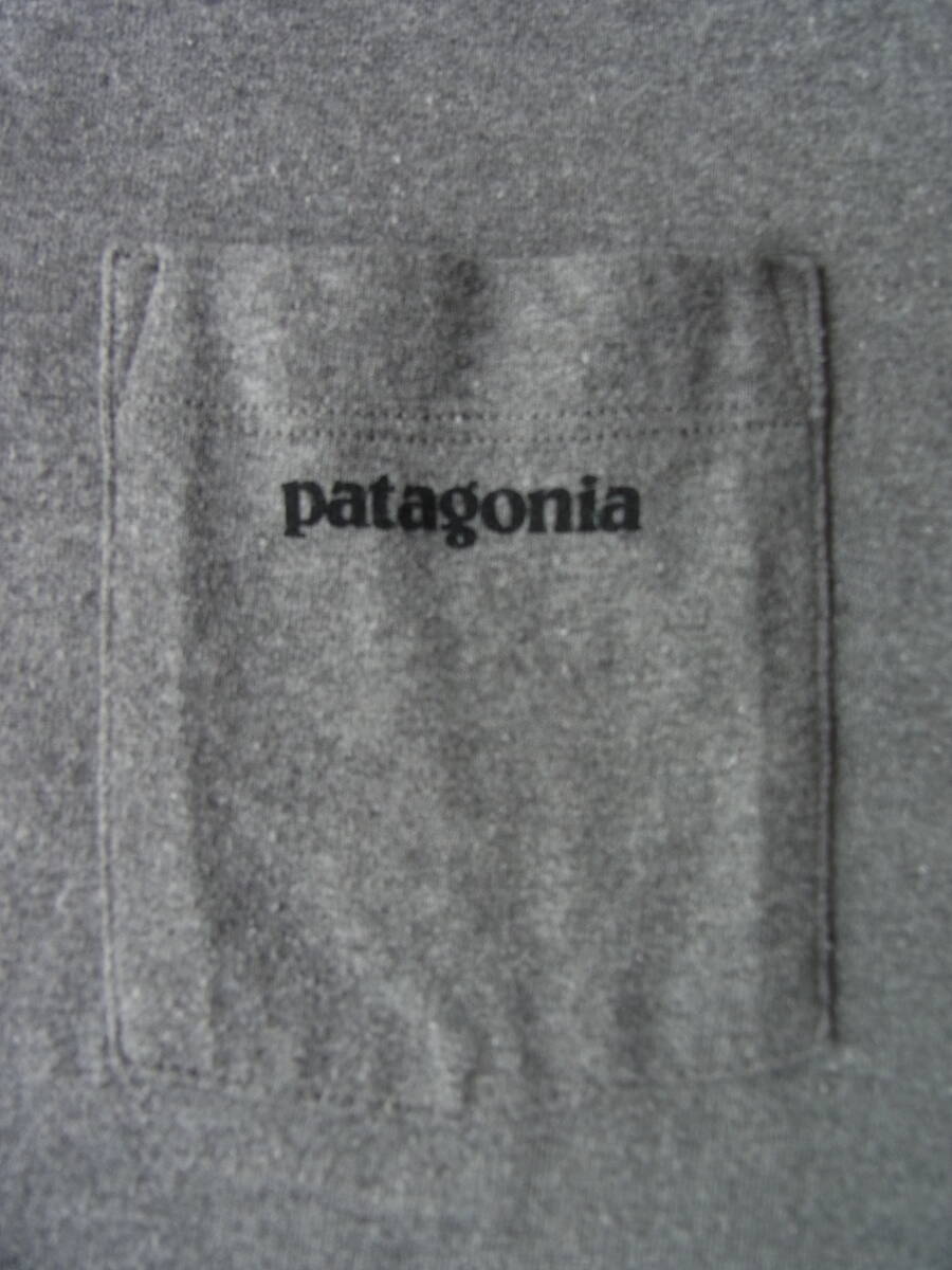 patagonia 　パタゴニア　ポケット付き　前後プリント　Tシャツ　サイズ M 杢グレー_画像3