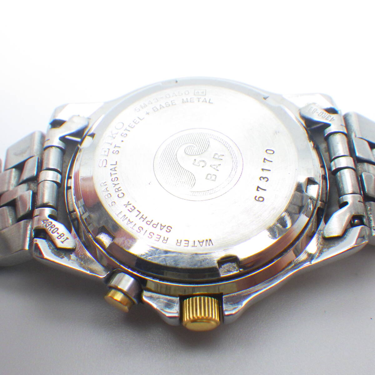 セイコー キネティック KINETIC SQ50 5M43-0A50 オートクオーツ 腕時計 メンズ デイデイトの画像2