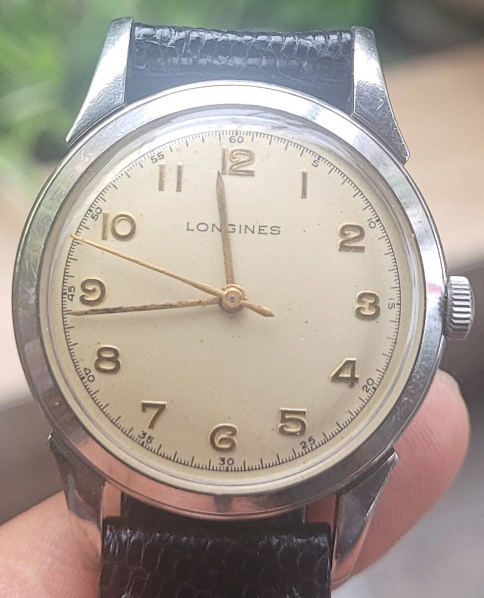 1950年代 LONGINES 最初期自動巻きムーブ&大型33mm径オールSS製ケースのドレスウォッチ！ 名機cal.22AS搭載！同年代純正BOX付属_画像3