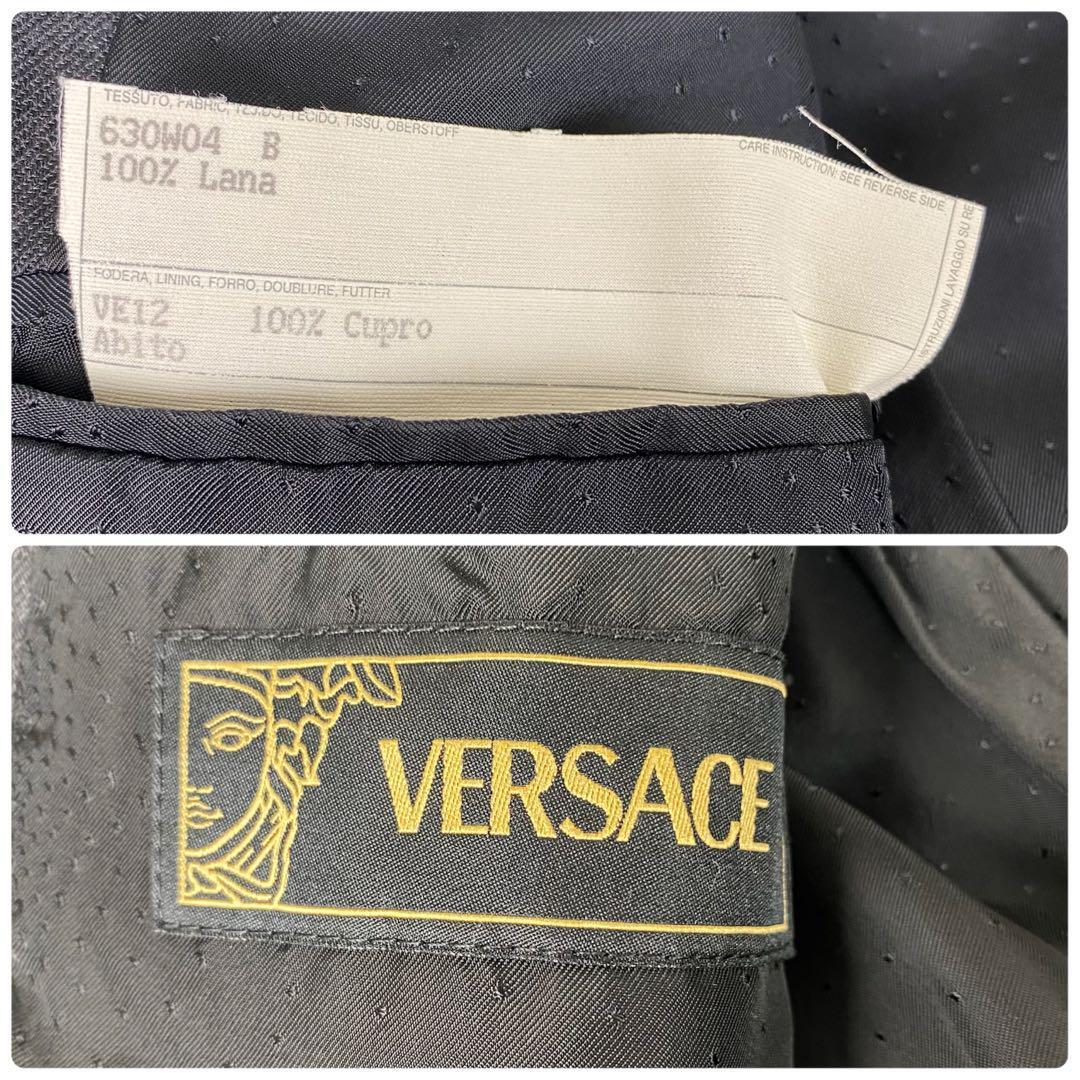 １円〜【超希少サイズXL】VERSACE ヴェルサーチ セットアップ ビジネススーツ メンズスーツ メデューサ 総柄 3B ストライプ柄の画像8