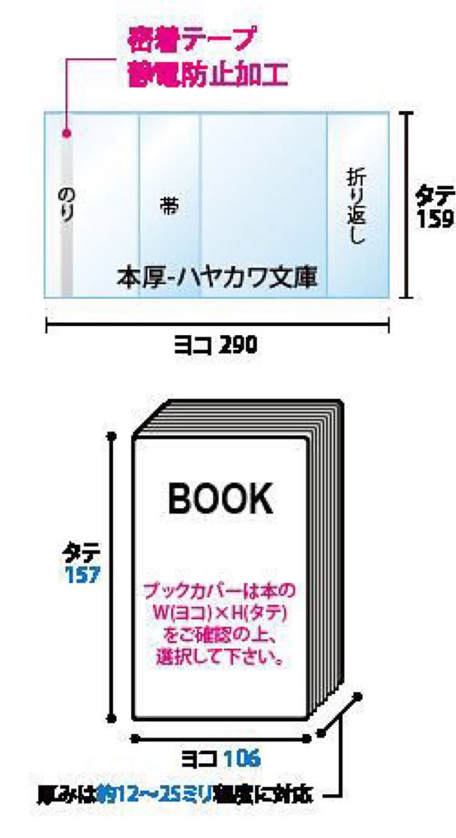[50枚] 透明ブックカバー ハヤカワ文庫用 厚口40μ OPP 日本製 早川書房 SF