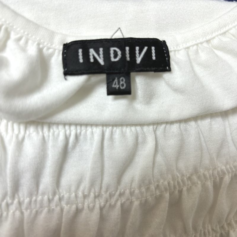 INDIVI Indy bi Indivi большой размер женский трикотаж с коротким рукавом белый 48 номер 