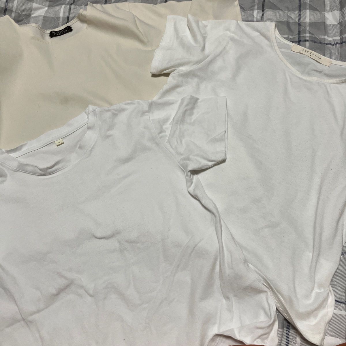 3枚　セット　まとめ売り　レディース  半袖　夏　Tシャツ　白　オフホワイト　M S フリーサイズ  無地