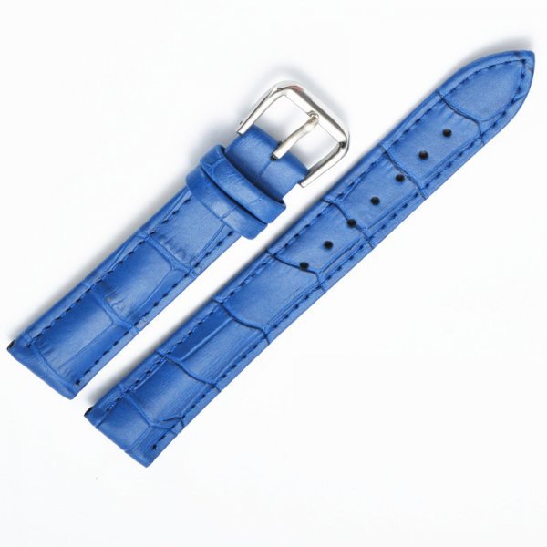 腕時計 ベルト ブルー 12mm 交換工具&バネ棒付 牛革 クロコエンボスの画像1