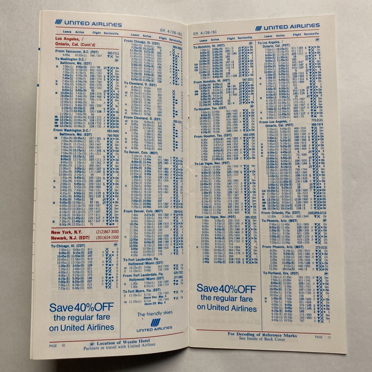 ユナイテッド航空時刻表/1981年4月_画像6