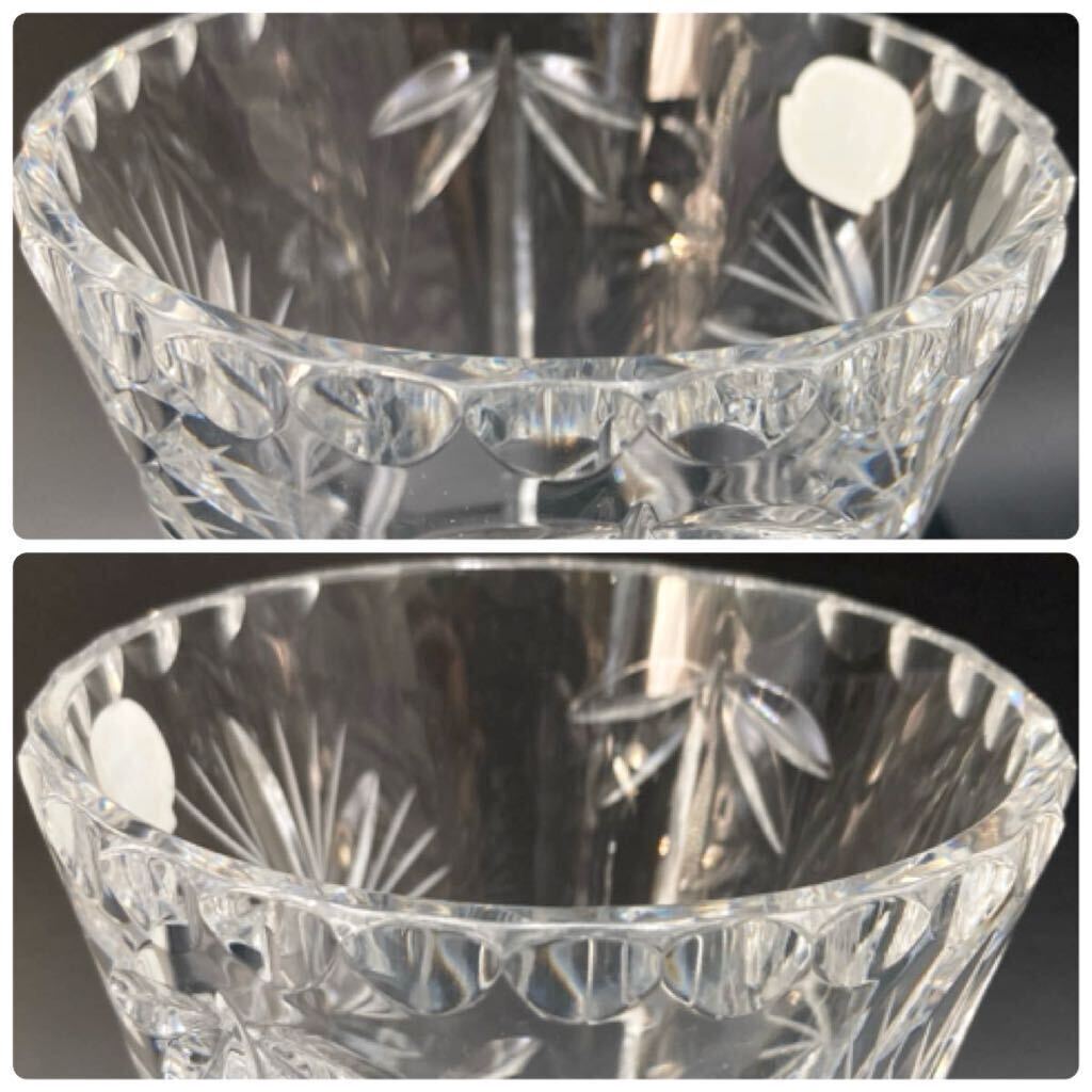 YZ568)Bohemia ボヘミア クリスタル フラワーベース 箱付 現状品/ 花瓶 花生け 花器 クリスタルガラス ボヘミアングラス CRYSTAL の画像6