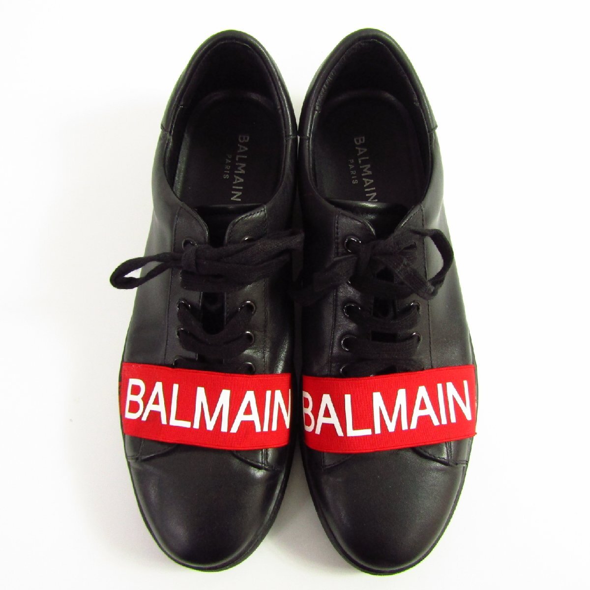 美品 BALMAIN バルマン 58-02 BA 8114 BLK 表記サイズ:45 レザースニーカー 靴 〓A9822_画像2