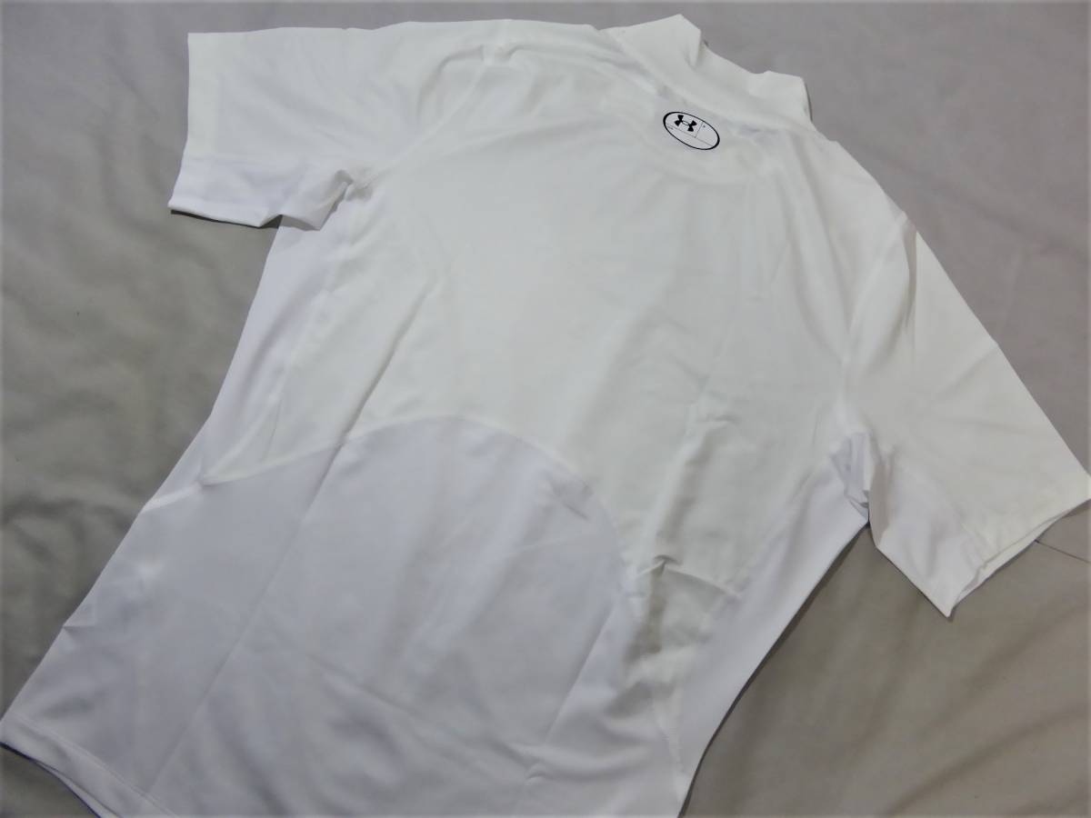 UNDER ARMOUR アンダーアーマー HEATGEAR ハイネック半袖コンプレッションシャツ 3XL 白 ②の画像3