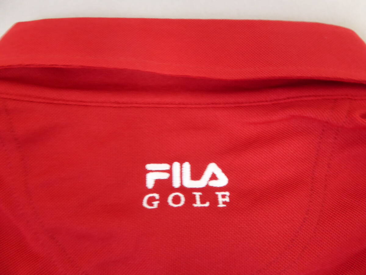 FILA GOLF フィラ ゴルフ 吸汗速乾 UVカット ポケット付き ボタンダウン長袖ポロシャツ　3L　赤_画像4