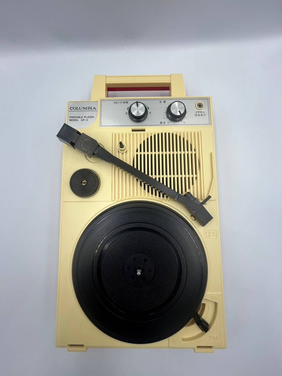 [ operation goods ]COLUMBIAko rom Via GP-3 portable player record player Showa Retro retro that time thing box attaching 