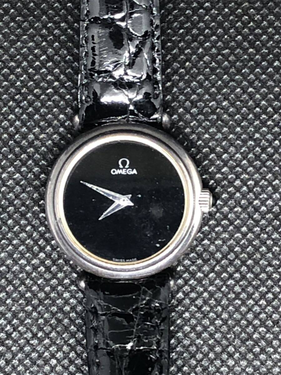 レア OMEGA オメガ レディース 女性 クオーツ 革ベルト社外品 腕時計 ジャンクの画像1
