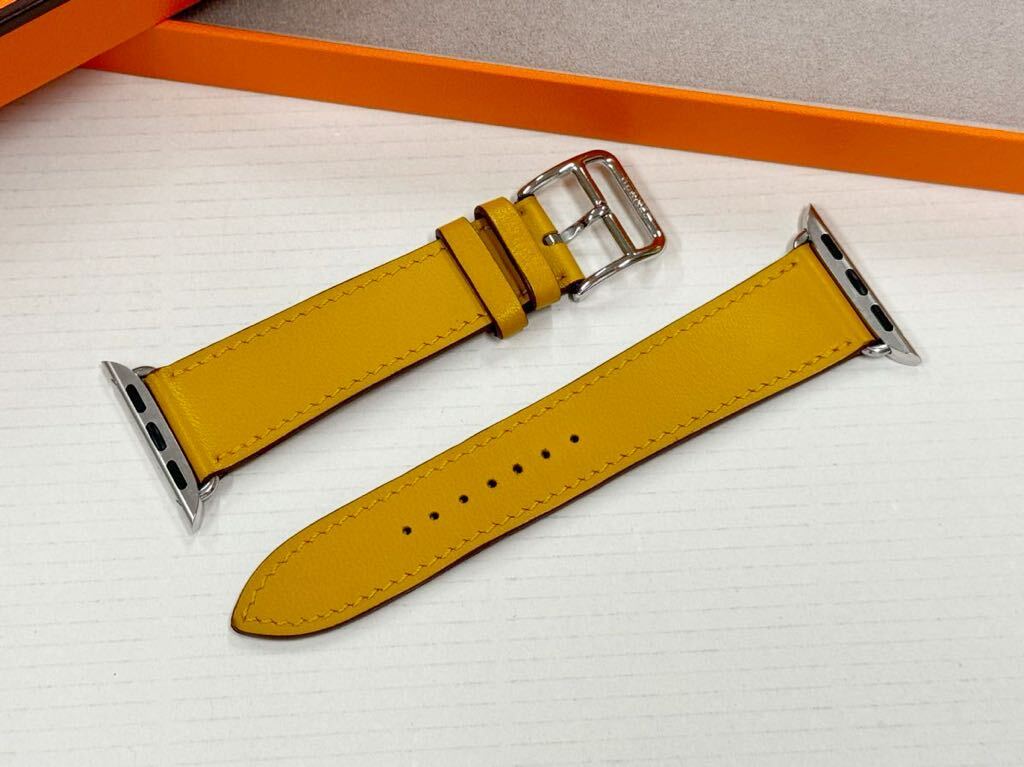 ☆希少 即決 ライム Apple watch HERMES エルメス シンプルトゥール レザーバンド 41mm 40mm 38mm アップルウォッチ 671_画像3