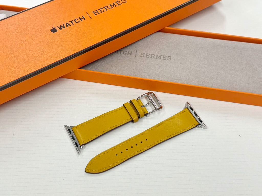 ☆希少 即決 ライム Apple watch HERMES エルメス シンプルトゥール レザーバンド 41mm 40mm 38mm アップルウォッチ 671_画像2