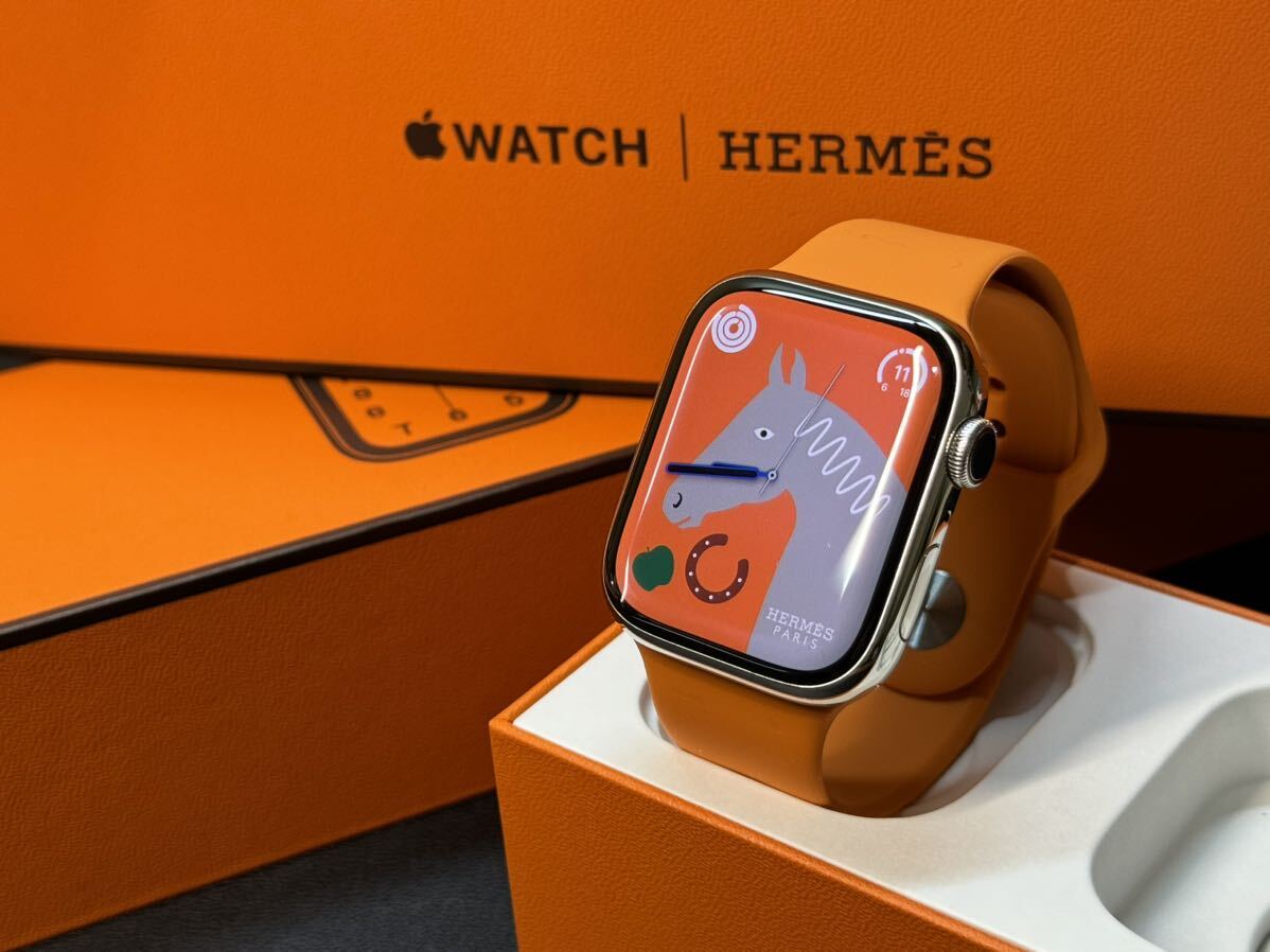 ★即決 美品 Apple Watch series7 HERMES 45mm アップルウォッチ エルメス GPS+Cellular シルバーステンレス シリーズ7 698の画像1