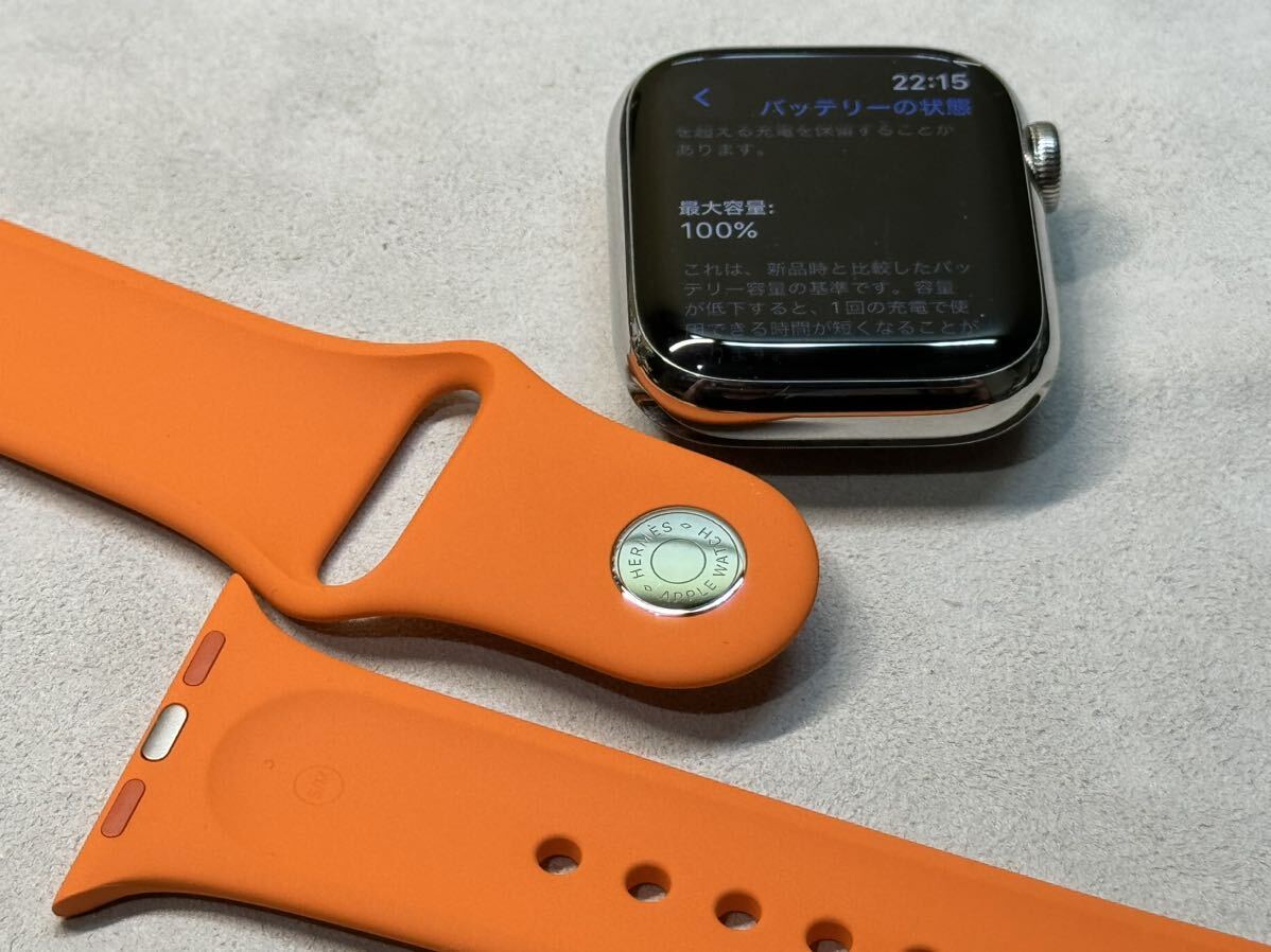 ★即決 美品 100％ エルメス純正バンド Apple Watch series8 HERMES 41mm アップルウォッチ Cellular シルバーステンレス シリーズ8 690の画像9